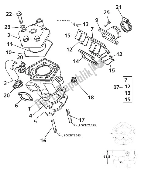 Tutte le parti per il Cilindro + Kopf 65 2001 del KTM 65 SX Europe 600116 2001