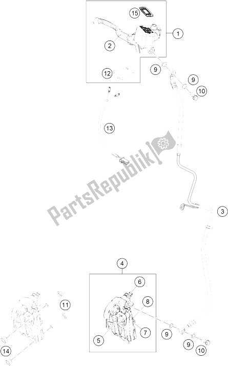 Toutes les pièces pour le Système De Freinage Avant du KTM 200 Duke OR W O ABS CKD 16 Argentina 2016