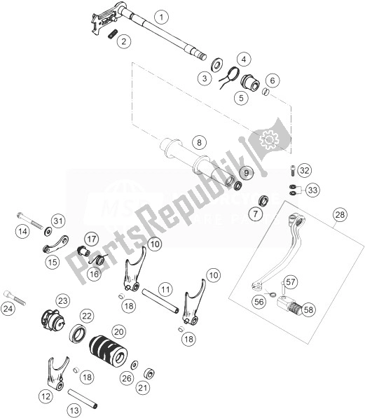 All parts for the Shifting Mechanism 450 Rallye of the KTM 450 Rallye Factory Repl Europe 2004