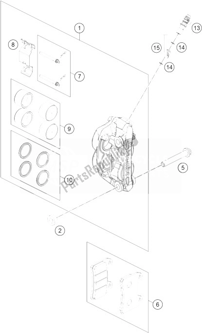 All parts for the Brake Caliper Front of the KTM 690 Duke White ABS USA 2014