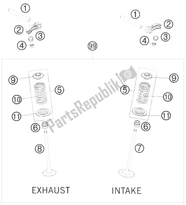 All parts for the Valve Drive of the KTM 250 EXC F Australia 2010