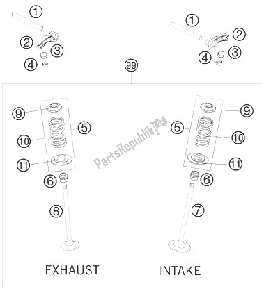 All parts for the Valve Drive of the KTM 250 SX F Fact Repl Musq ED 10 Europe 2010