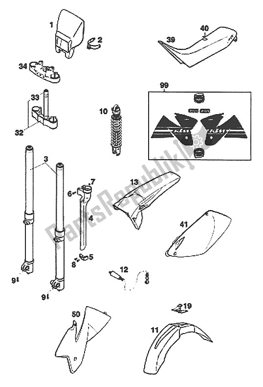 All parts for the New Parts Six Days / Jackpiner of the KTM 200 EXC Jackpiner 97 USA 1997