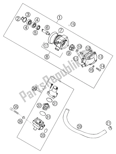 Todas las partes para Mech Bomba De Agua Sc 2000 de KTM 400 LC4 R Europe 1999