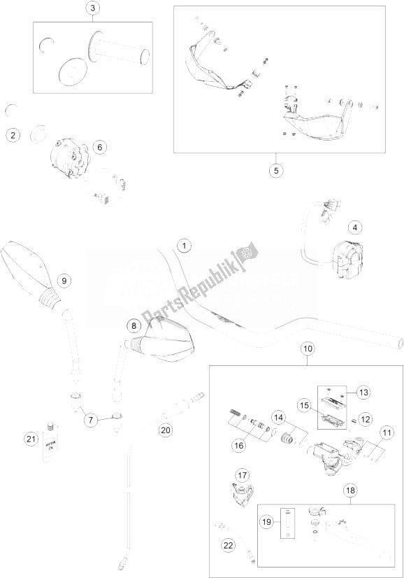 All parts for the Handlebar, Controls of the KTM 690 Enduro R ABS Europe 2014
