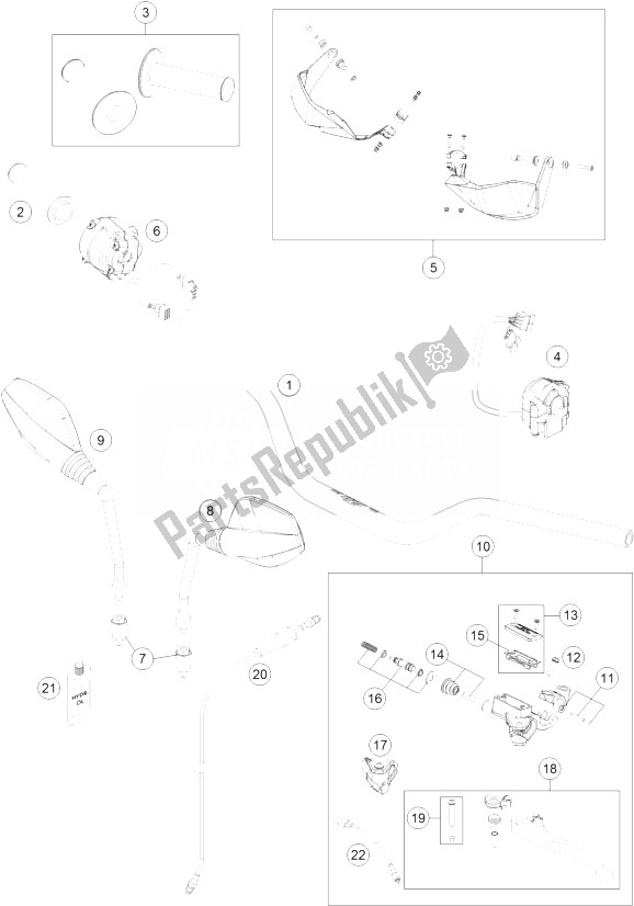 All parts for the Handlebar, Controls of the KTM 690 Enduro R ABS USA 2014