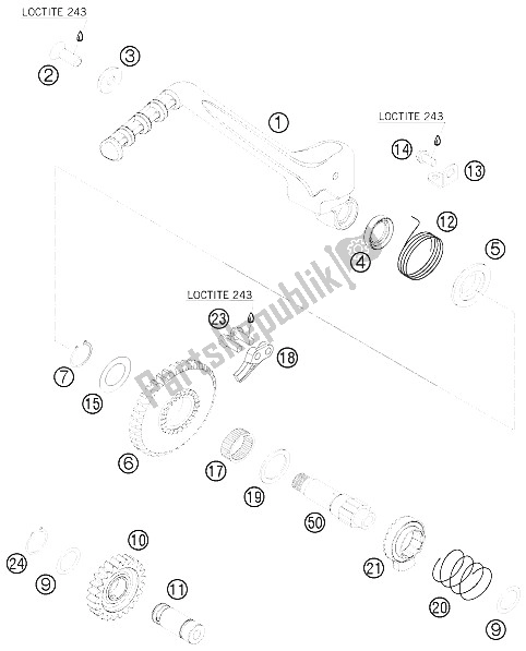 All parts for the Kick Starter of the KTM 400 EXC Europe 2011