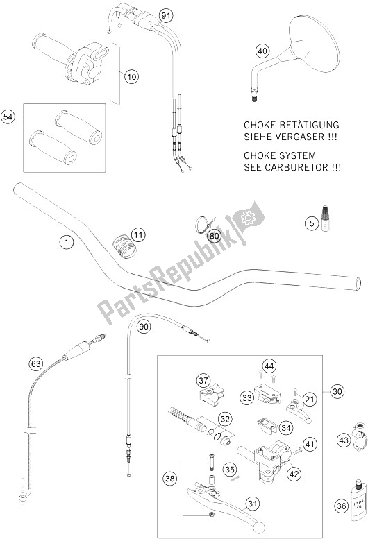 All parts for the Handlebar, Controls of the KTM 450 Rallye Factory Repl Europe 2005