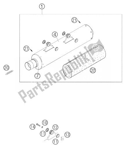 Toutes les pièces pour le Silencieux Racing Sx du KTM 450 XC Cross Country Europe 2004