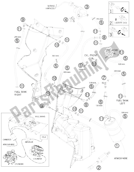 Wszystkie części do Kanister Wyparny KTM 990 Adventure R USA 2012