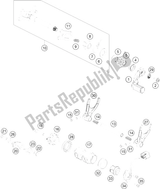 Todas as partes de Mecanismo De Mudança do KTM 450 SX F Europe 2016