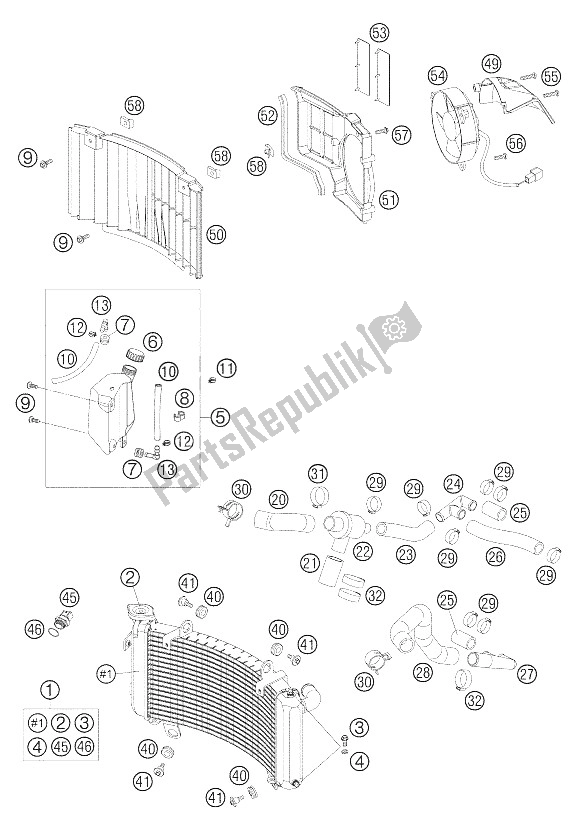 All parts for the Cooling System of the KTM 990 Adventure S Europe 2006