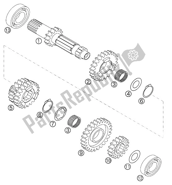 All parts for the Transmission Ii 6gear 400/520 of the KTM 400 EXC Racing Australia 2002