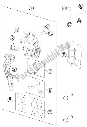 All parts for the Brake Caliper Front of the KTM 450 SX F Europe 2012