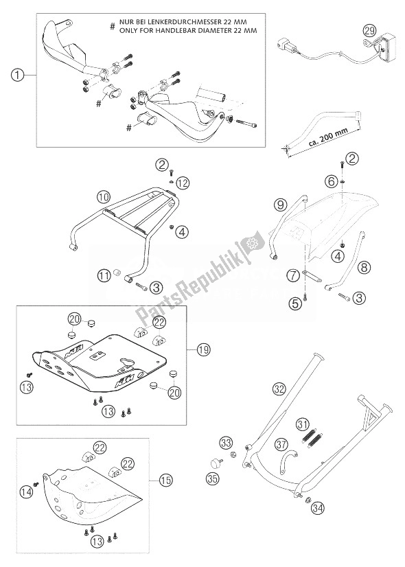 All parts for the Accessories 640 Lc4, 640lc4 Sm of the KTM 640 LC4 Supermoto Black Europe 2003