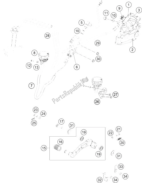 Toutes les pièces pour le Système De Freinage Arrière du KTM 250 Duke BL ABS B D 15 Asia 2015