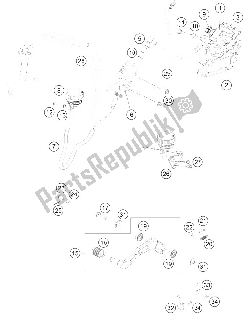 Toutes les pièces pour le Système De Freinage Arrière du KTM 390 Duke BL ABS CKD 16 Colombia 2015