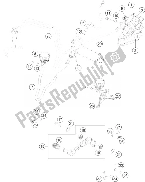 Todas las partes para Sistema De Frenos Trasero de KTM 125 Duke White ABS Europe 2014