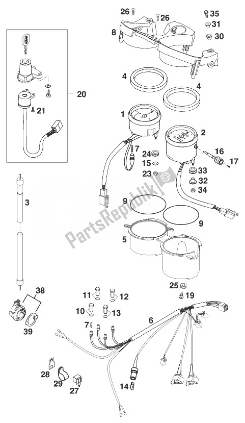 Toutes les pièces pour le Compteur De Vitesse - Rpm Mètre Duke du KTM 640 Duke II Lime Europe 1999