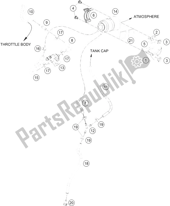 Toutes les pièces pour le Cartouche évaporative du KTM RC 390 White ABS B D 15 Asia 2015