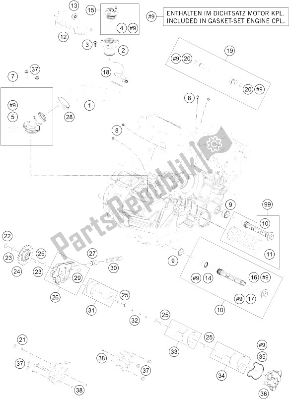 All parts for the Lubricating System of the KTM 1050 Adventure ABS Australia 2015