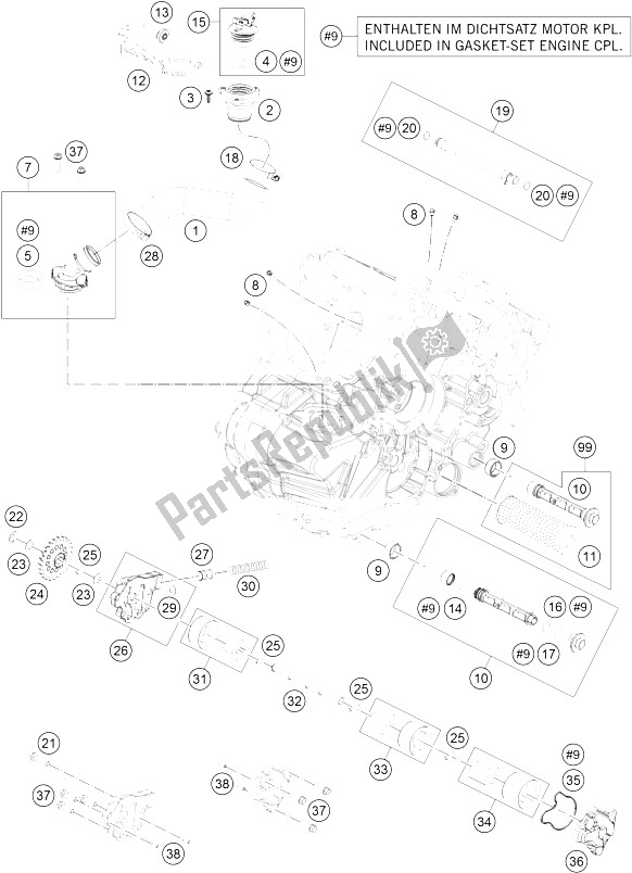 Toutes les pièces pour le Système De Lubrification du KTM 1050 Adventure ABS Europe 2015