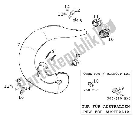 Tutte le parti per il Silenziatore 250-380 '2000 del KTM 300 MXC USA 2000