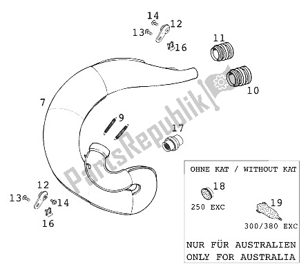 All parts for the Muffler 250-380 '2000 of the KTM 380 SX USA 2000