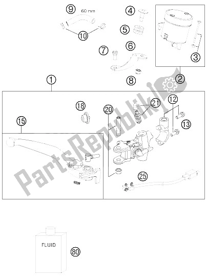 Toutes les pièces pour le Cylindre De Frein à Main du KTM 690 Duke Black Europe 2011