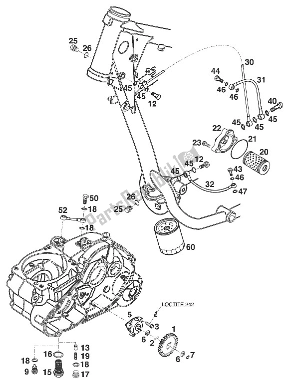 Tutte le parti per il Sistema Di Lubrificazione Lc4 '96 del KTM 400 EGS WP 30 KW 11 LT Viol Europe 1996