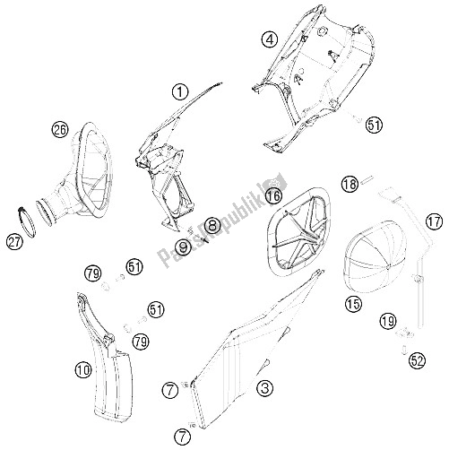 All parts for the Air Filter of the KTM 450 EXC USA 2011