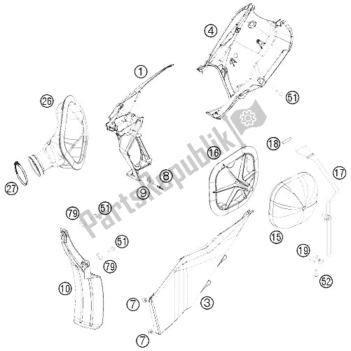 All parts for the Air Filter of the KTM 530 EXC USA 2011