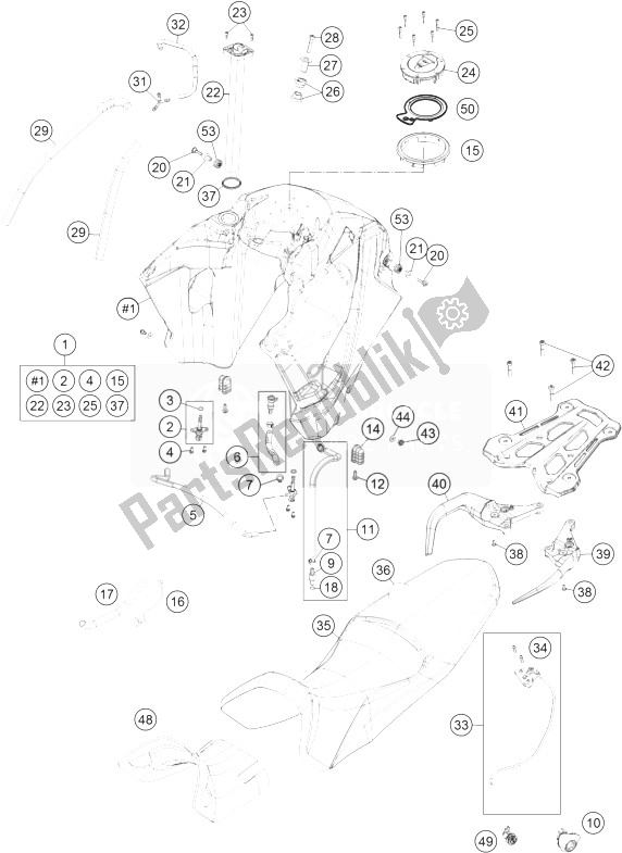 All parts for the Tank, Seat, Cover of the KTM 1190 Adventure R ABS Australia 2013