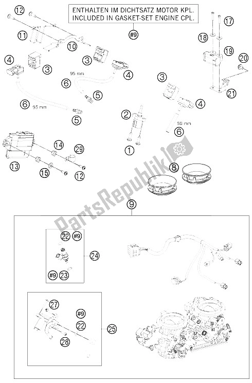 Tutte le parti per il Corpo Farfallato del KTM 1190 RC8 R White Europe 2012