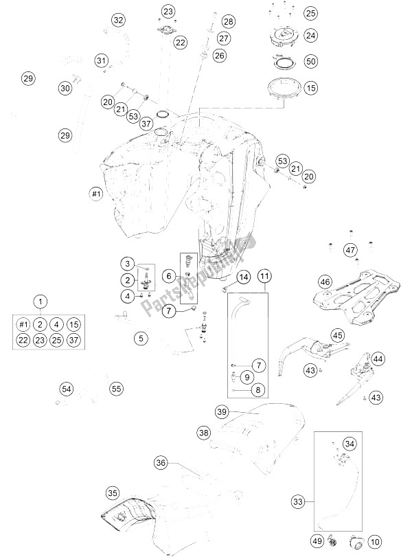 All parts for the Tank, Seat, Cover of the KTM 1290 Super Adventure WH ABS 16 Australia 2016