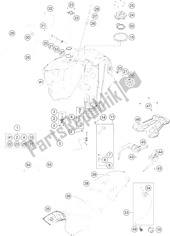 All parts for the Tank, Seat, Cover of the KTM 1290 Super Adventure WH ABS 16 China 2016