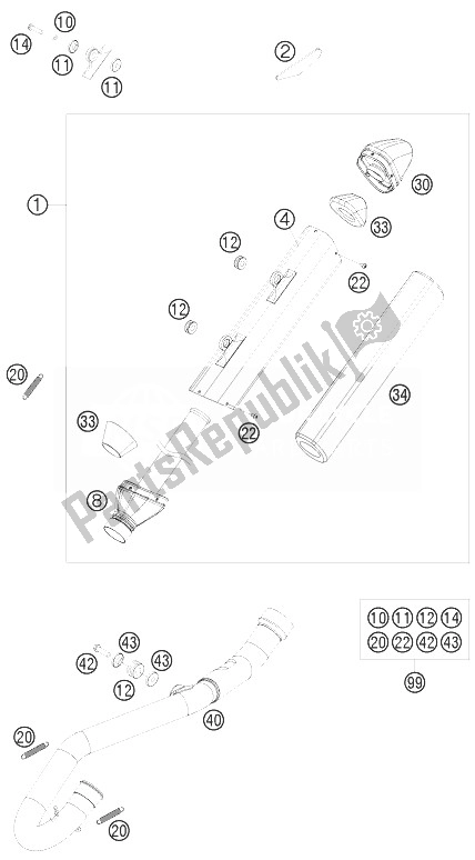 Todas las partes para Sistema De Escape de KTM 530 XC W South Africa 2010