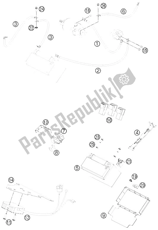 Alle onderdelen voor de Accu van de KTM 690 Duke Black CKD Malaysia 2012