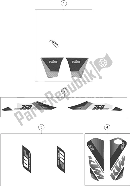 All parts for the Decal of the KTM 350 SX F Europe 2015
