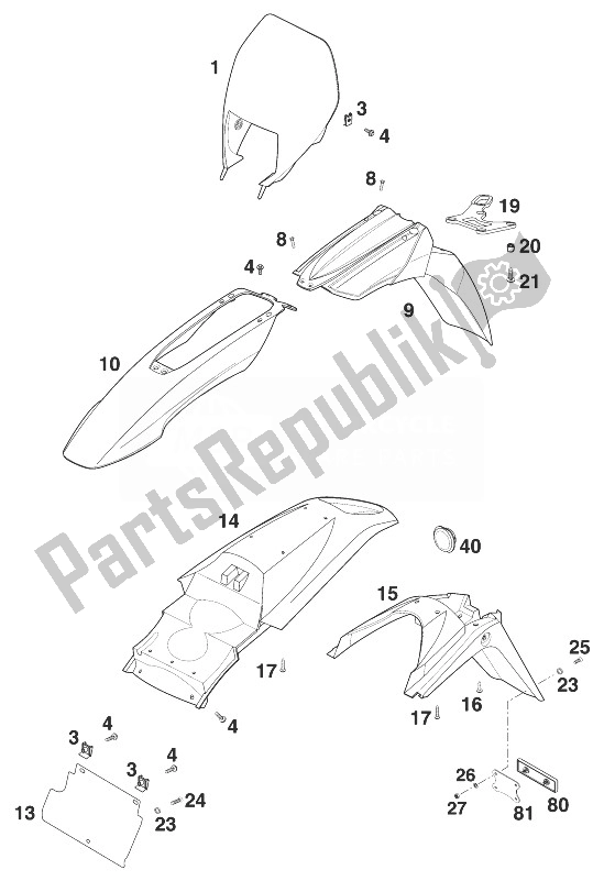 All parts for the Mask - Fender Lc4 '98 of the KTM 620 LC 4 98 Competition Europe 1998