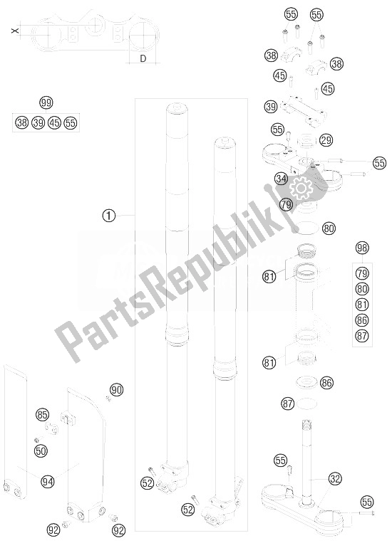 Tutte le parti per il Forcella Anteriore del KTM 105 SX USA 2010