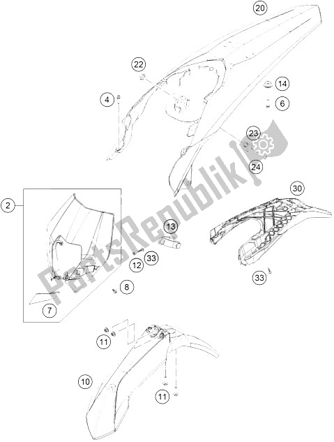 Wszystkie części do Maska, B? Otniki KTM 250 XC W USA 2016