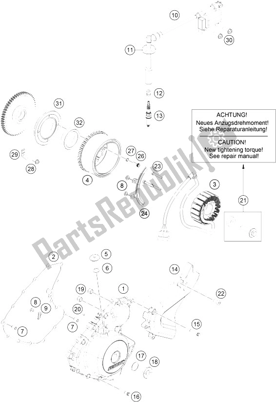 Alle onderdelen voor de Ontbrandingssysteem van de KTM 250 Duke BL ABS CKD 15 Thailand 2015