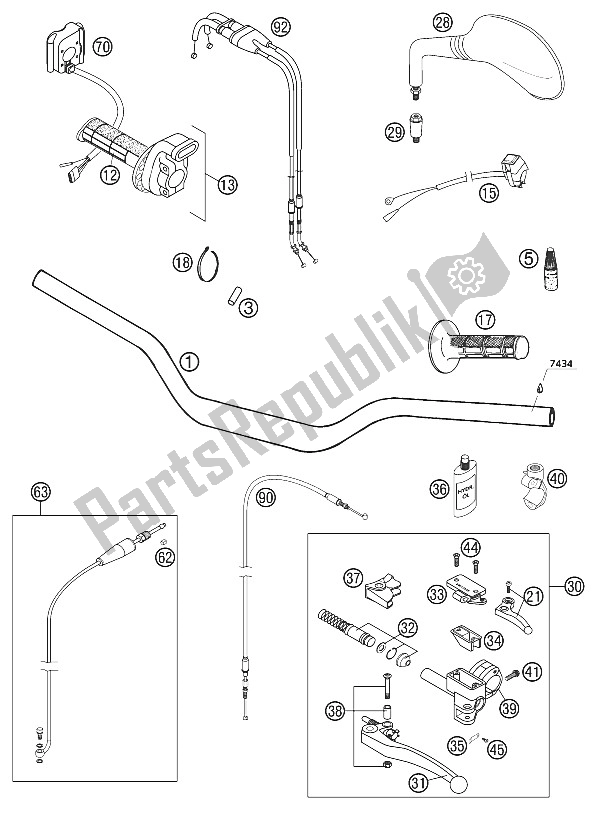 Tutte le parti per il Manubrio, Strumenti Da Corsa del KTM 250 EXC Racing Australia 2002