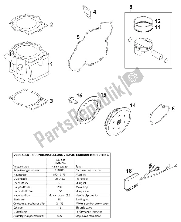 Tutte le parti per il Parti Nuove 540 Sxs Motor / Fahrges del KTM 520 MXC Racing USA 2001