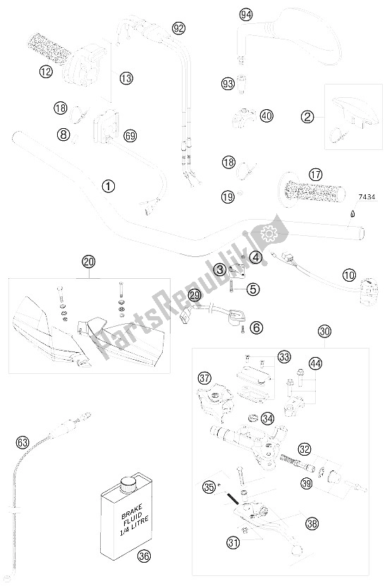 All parts for the Handlebar, Controls of the KTM 250 EXC F Australia 2009