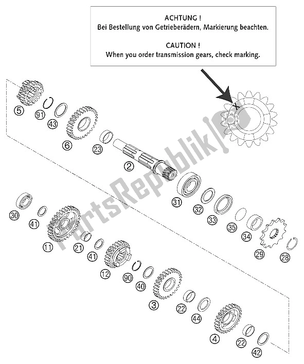 Toutes les pièces pour le Transmission Ii 125/200 2001 du KTM 125 SX Europe 2002