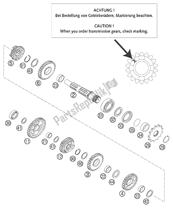 All parts for the Transmission Ii 125/200 2001 of the KTM 200 EXC SGP Asia 2001