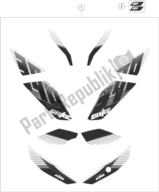 All parts for the Decal of the KTM 390 Duke White ABS CKD China 2014