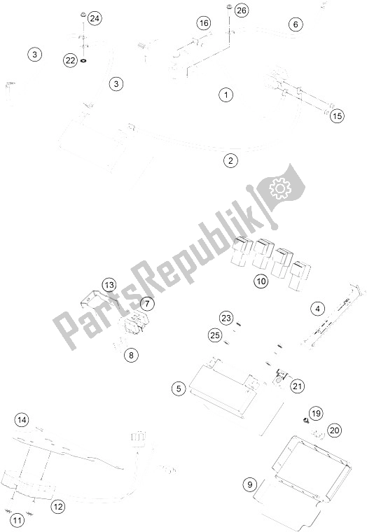 All parts for the Battery of the KTM 690 Duke Orange ABS Europe 2016